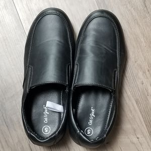 Boys black slip on dress shoes